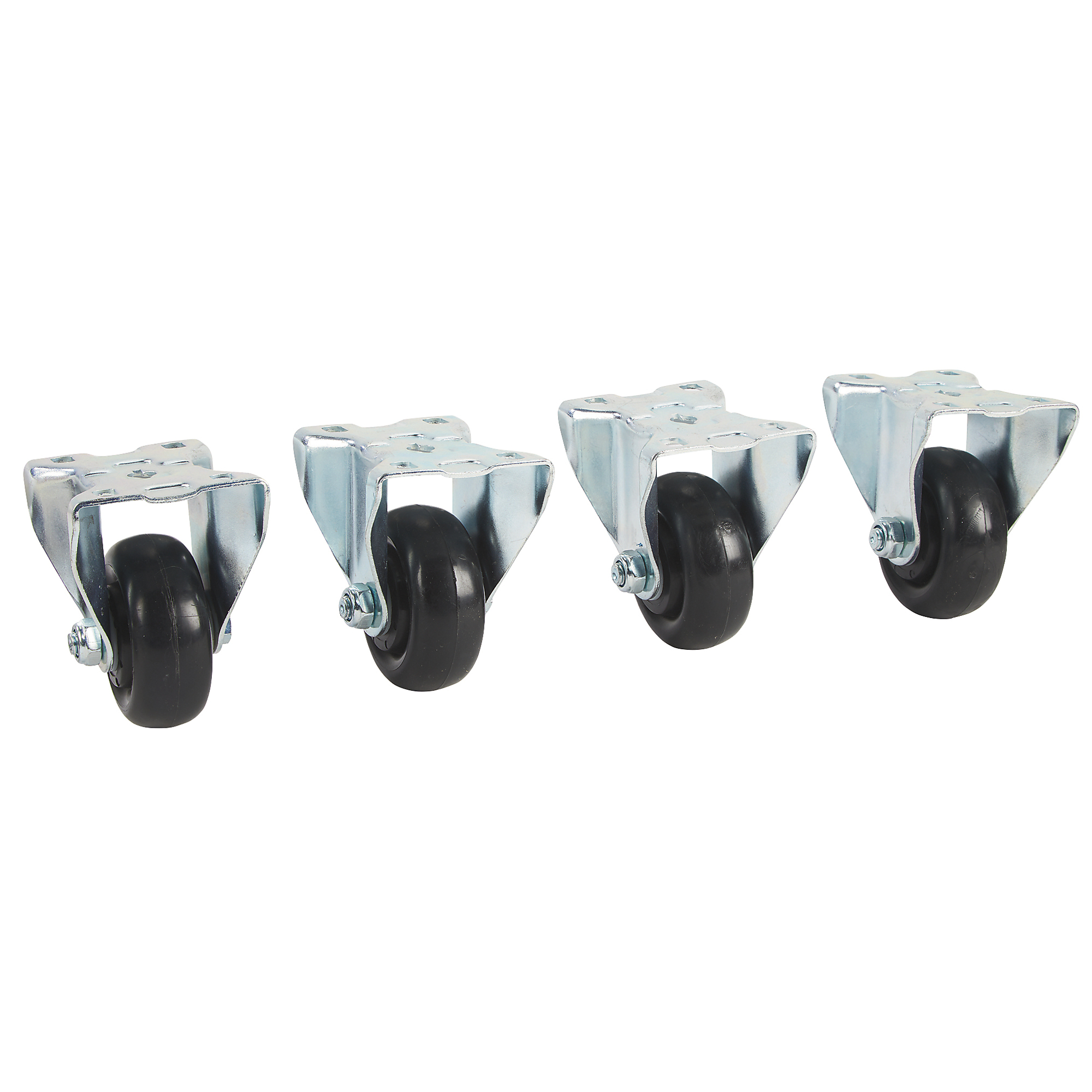 Klutch 3in. Polyolefin Rigid Casters, 4-Pack, 1000-Lb. Capacity Per Set